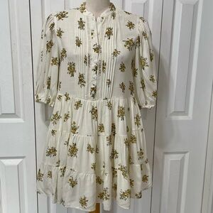 By the River Chic Cream Floral Baby Doll Mini Dress.